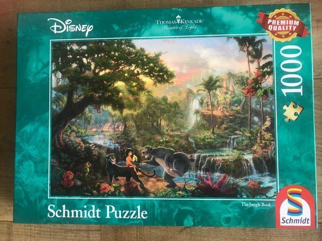 Schmidt puzzel jungle book (Thomas Kinkade studios), Ophalen, 500 t/m 1500 stukjes, Nieuw, Legpuzzel