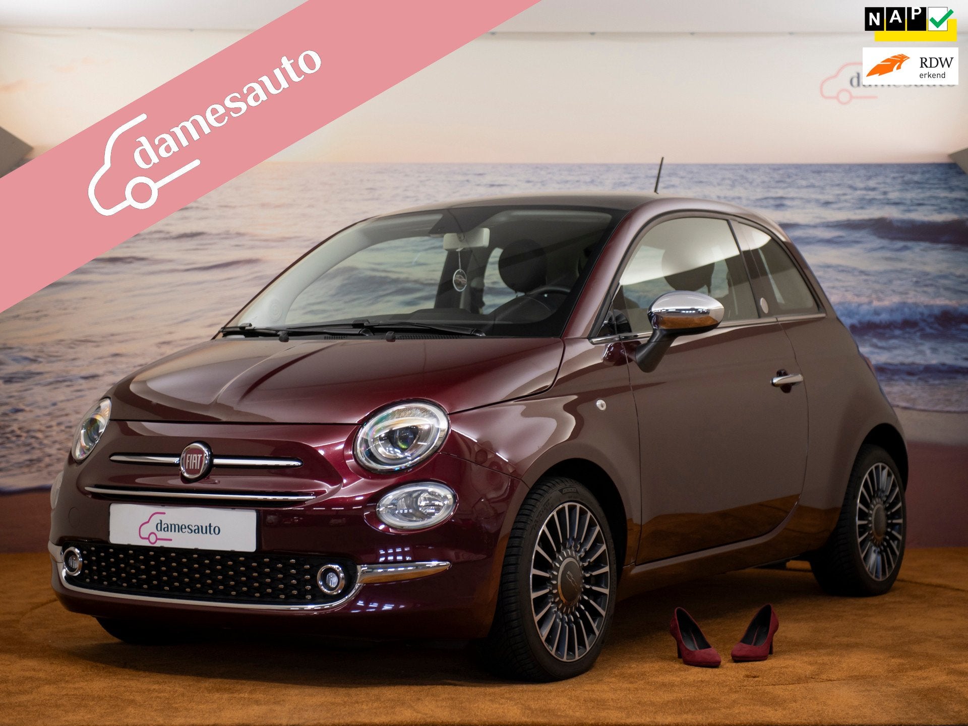 Fiat 500 0.9 TwinAir Turbo Collezione Mirror, NAP, leer, pan, Auto's, Fiat, Voorwielaandrijving, Gebruikt, Leder en Stof, 905 kg