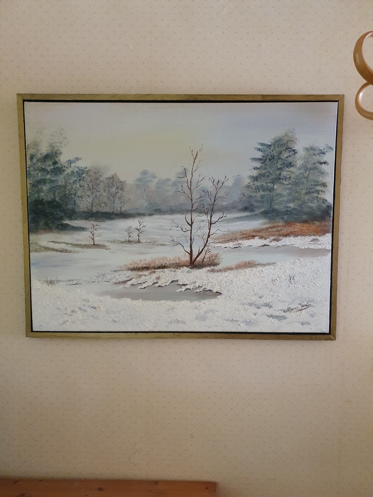 Schilderij Winterlandschap gesigneerd Bert Jansen, Ophalen
