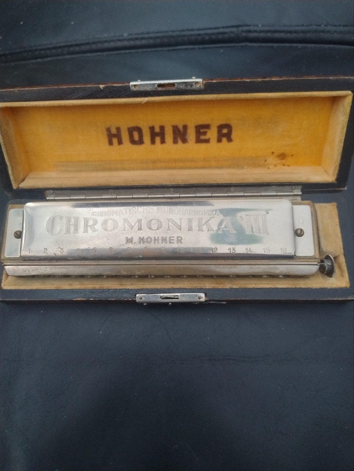 🔴 M.Hohner Chromatische Mundharmonika III  in  doosje, Ophalen of Verzenden, Gebruikt, C-mondharmonica