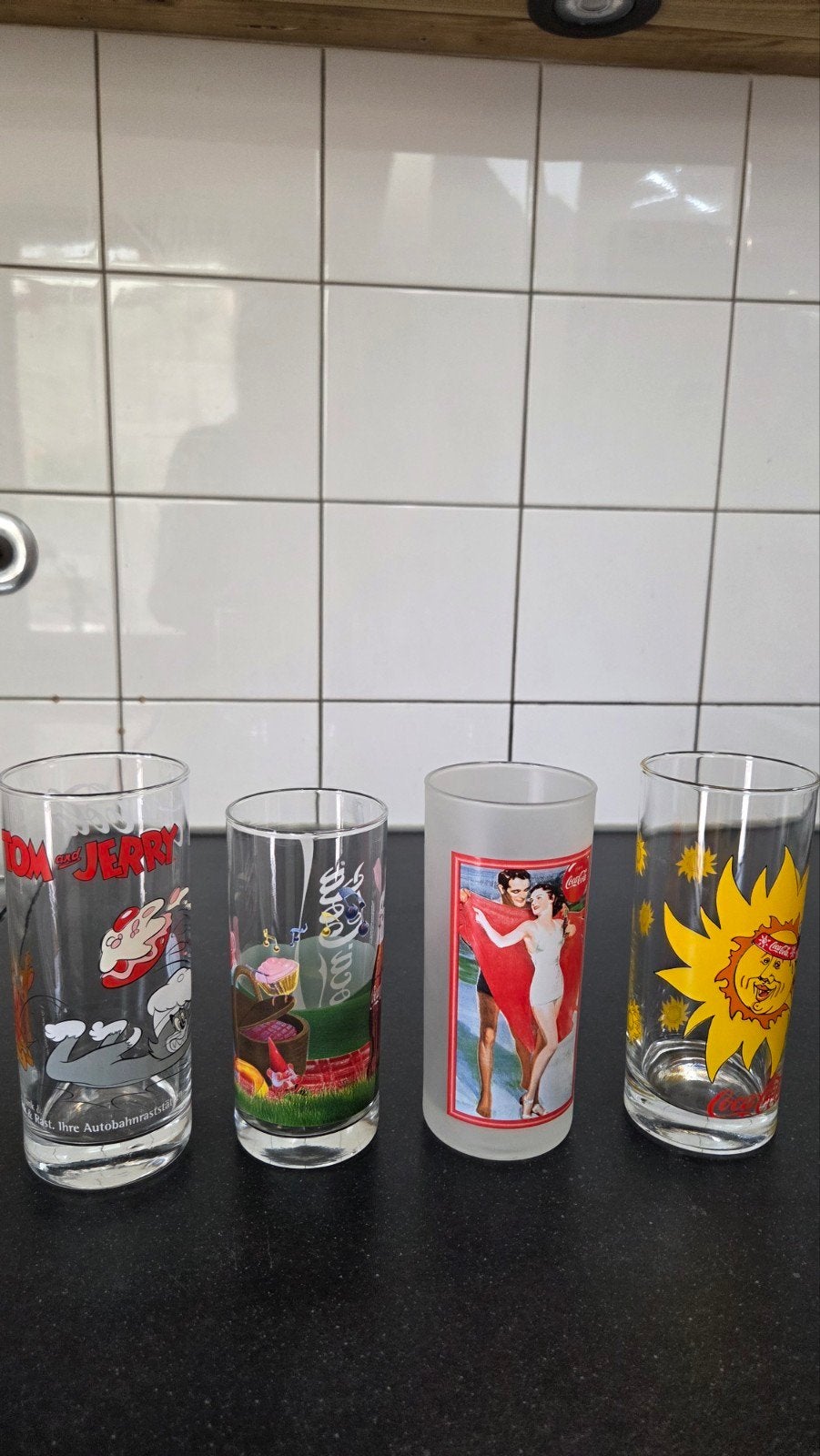 4 aparte Coca-Cola glazen en flesje, Ophalen of Verzenden, Frisdrankglas