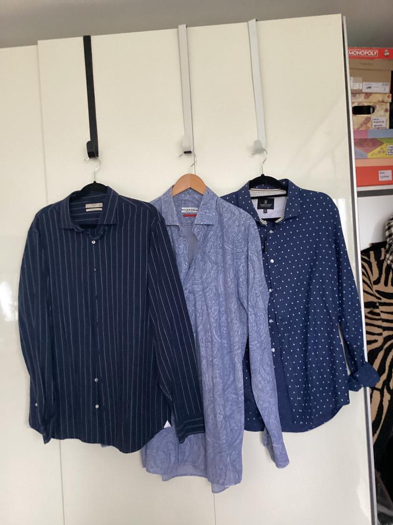 Overhemden maat xl merken mango ledub recyciled drie stuks, Ophalen of Verzenden, Zo goed als nieuw, Blauw, Halswijdte 43/44 (XL)