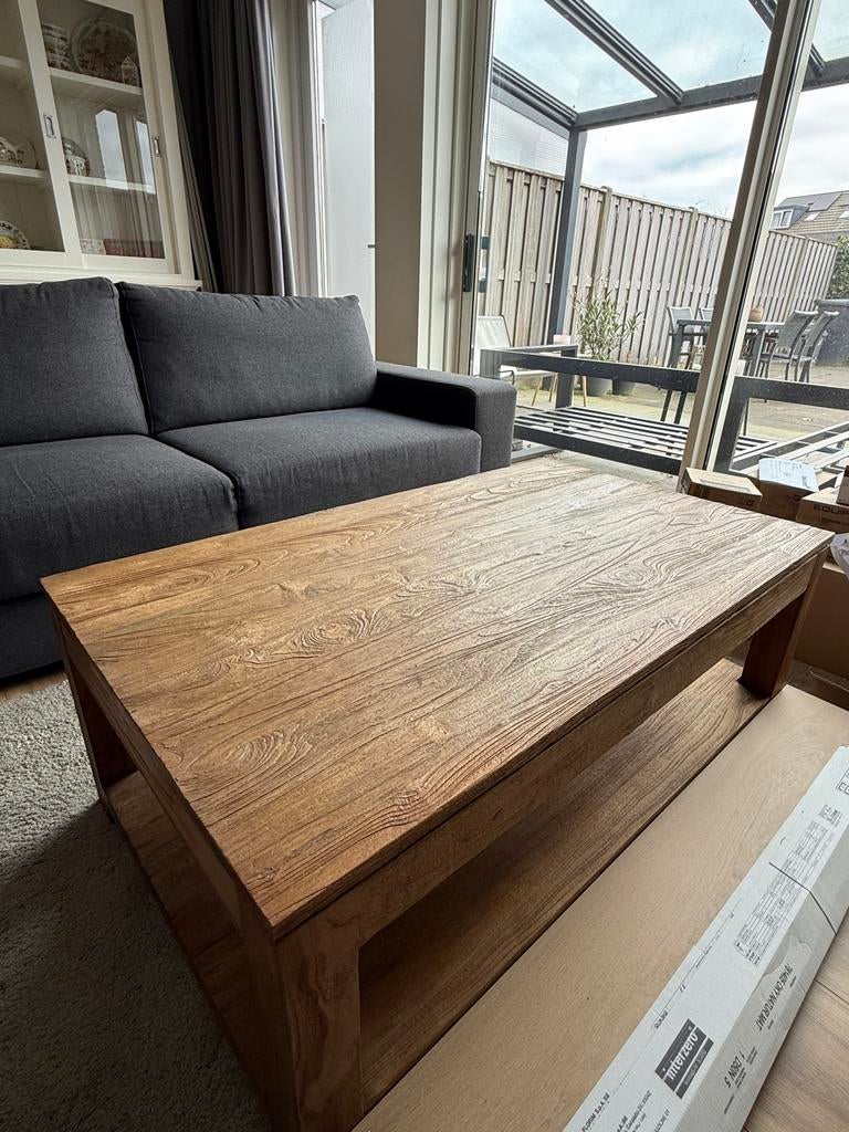 Trendhopper salontafel teakhout, Huis en Inrichting, Ophalen, Gebruikt, 100 tot 150 cm, Teakhout