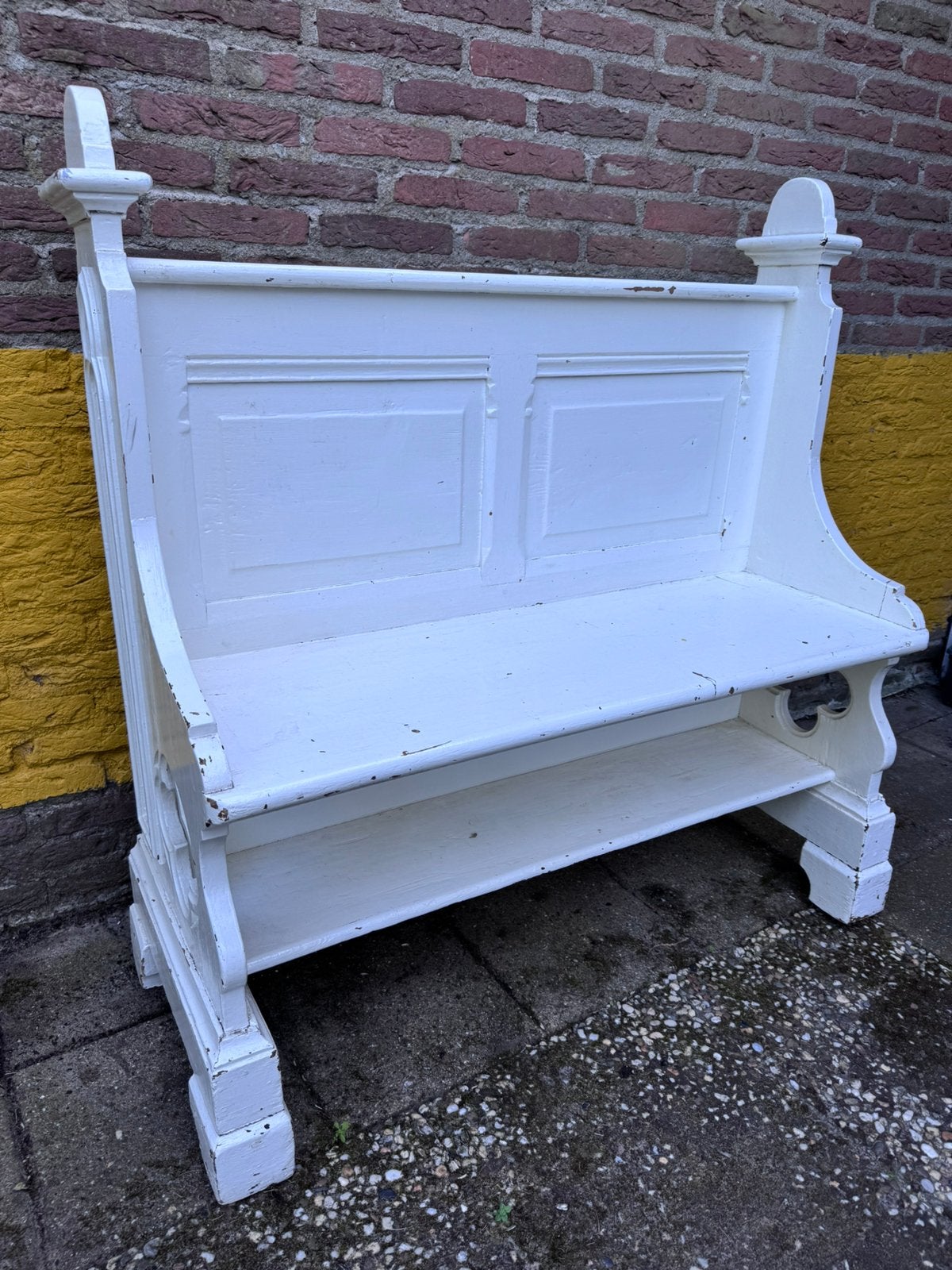 Prachtig kerkbankje, Antiek en Kunst, Kunst | Designobjecten, Object, Hout, Wit, Massief, Ophalen
