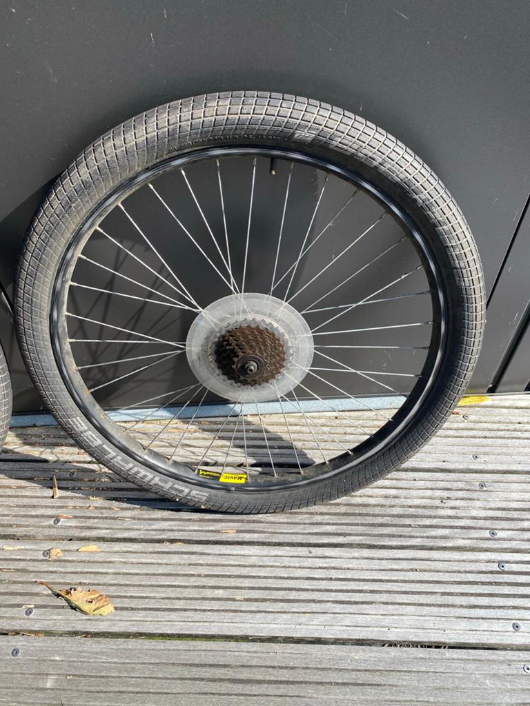 Set Mavic Oxygen M6N6 Wielen met Schwalbe Crazy Bob Band, Wiel, Gebruikt, Ophalen of Verzenden, Aluminium