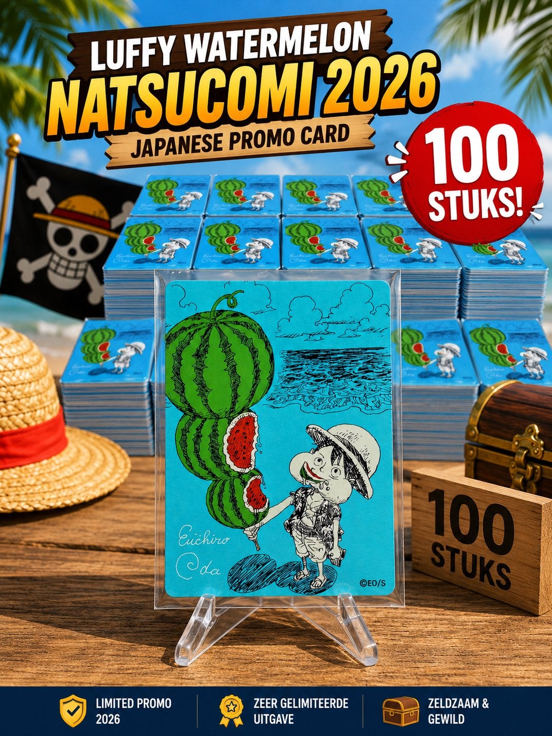 100x One Piece Luffy Watermelon Natsucomi Comic 2026 Promo, Verzamelen, Ophalen, Nieuw