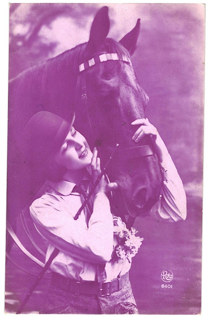 967553	Vintage	Fantasie	Vrouw	Paard	1930	Gelopen