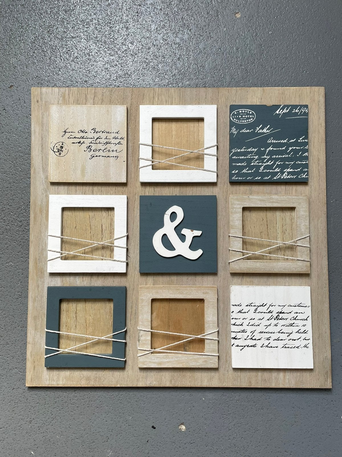 houten schilderij met vier uitsparingen voor foto, Ophalen of Verzenden, Zo goed als nieuw