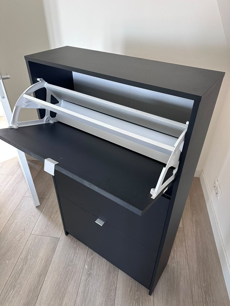 Schoenenkast Hamburg 3 kleppen - zwart - 123,6x70,3x24 cm, Ophalen, Zo goed als nieuw