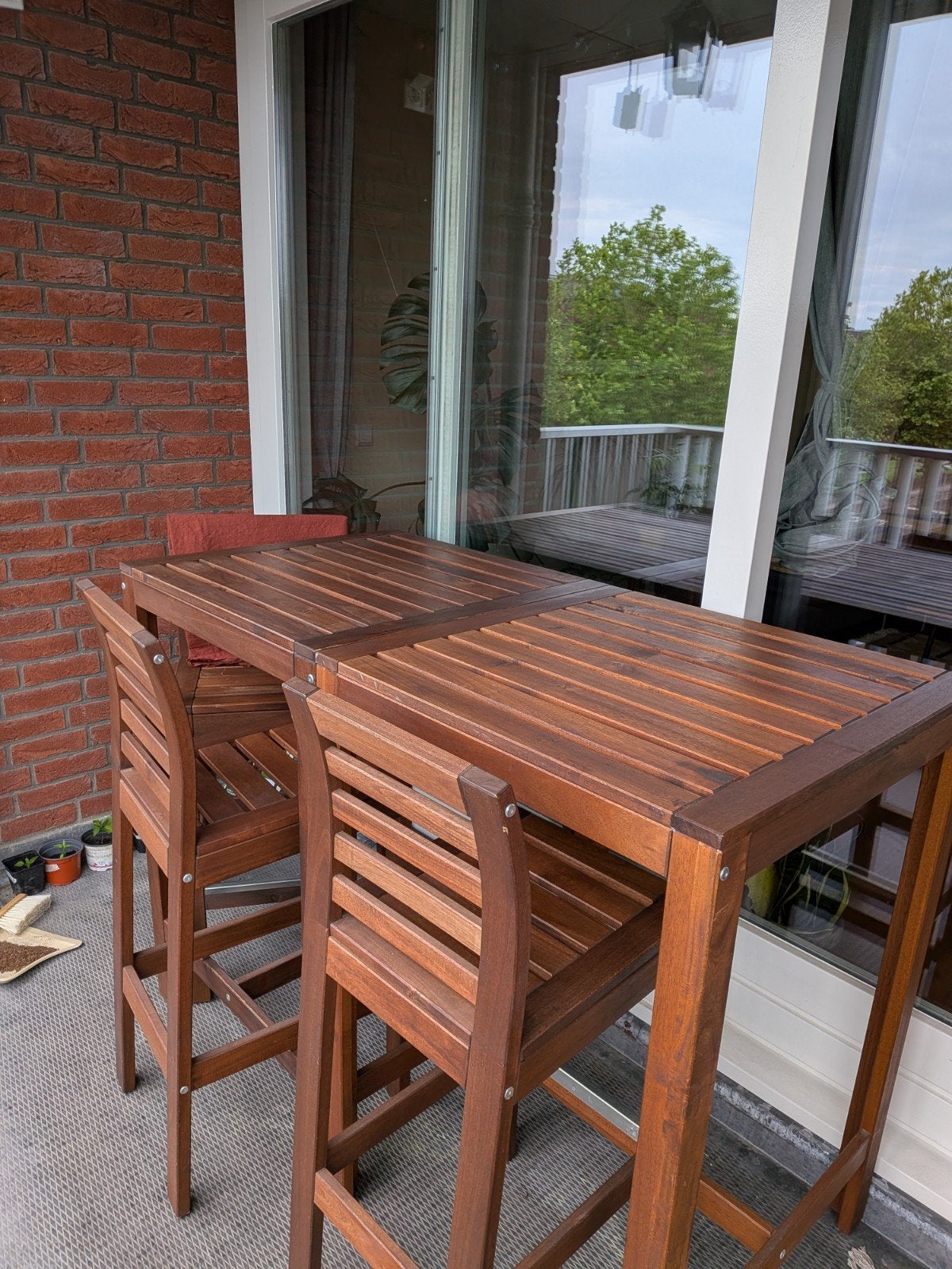 Moet nu weg Tuinset balkonset tafels stoelen, Ophalen, Zo goed als nieuw, Rechthoekig, Hout