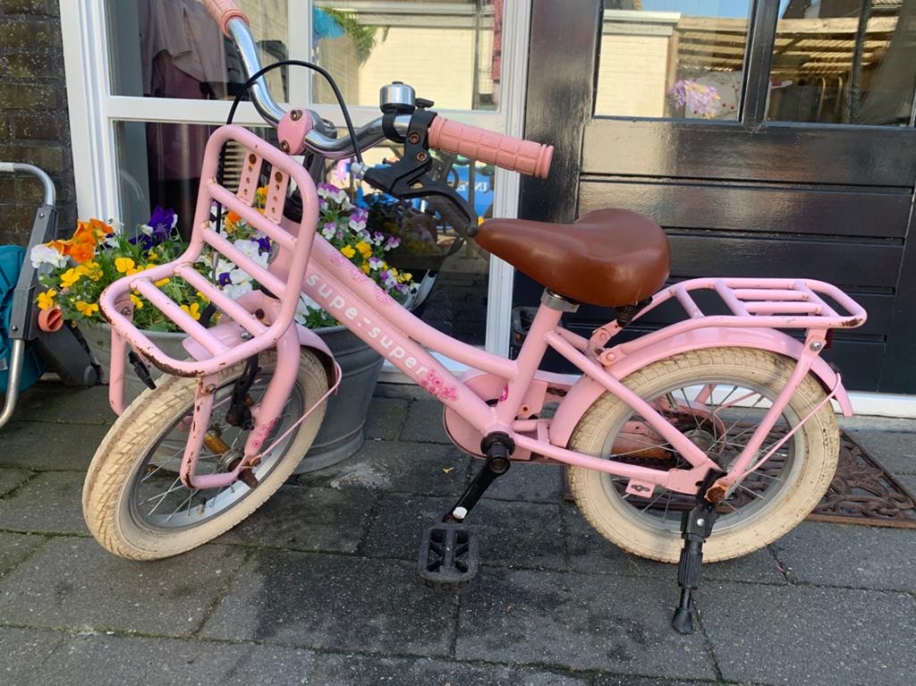 Meisjesfiets 12 inch, Fietsen en Brommers, Fietsen | Meisjes, Ophalen, Terugtraprem, Gebruikt, 14 inch of minder