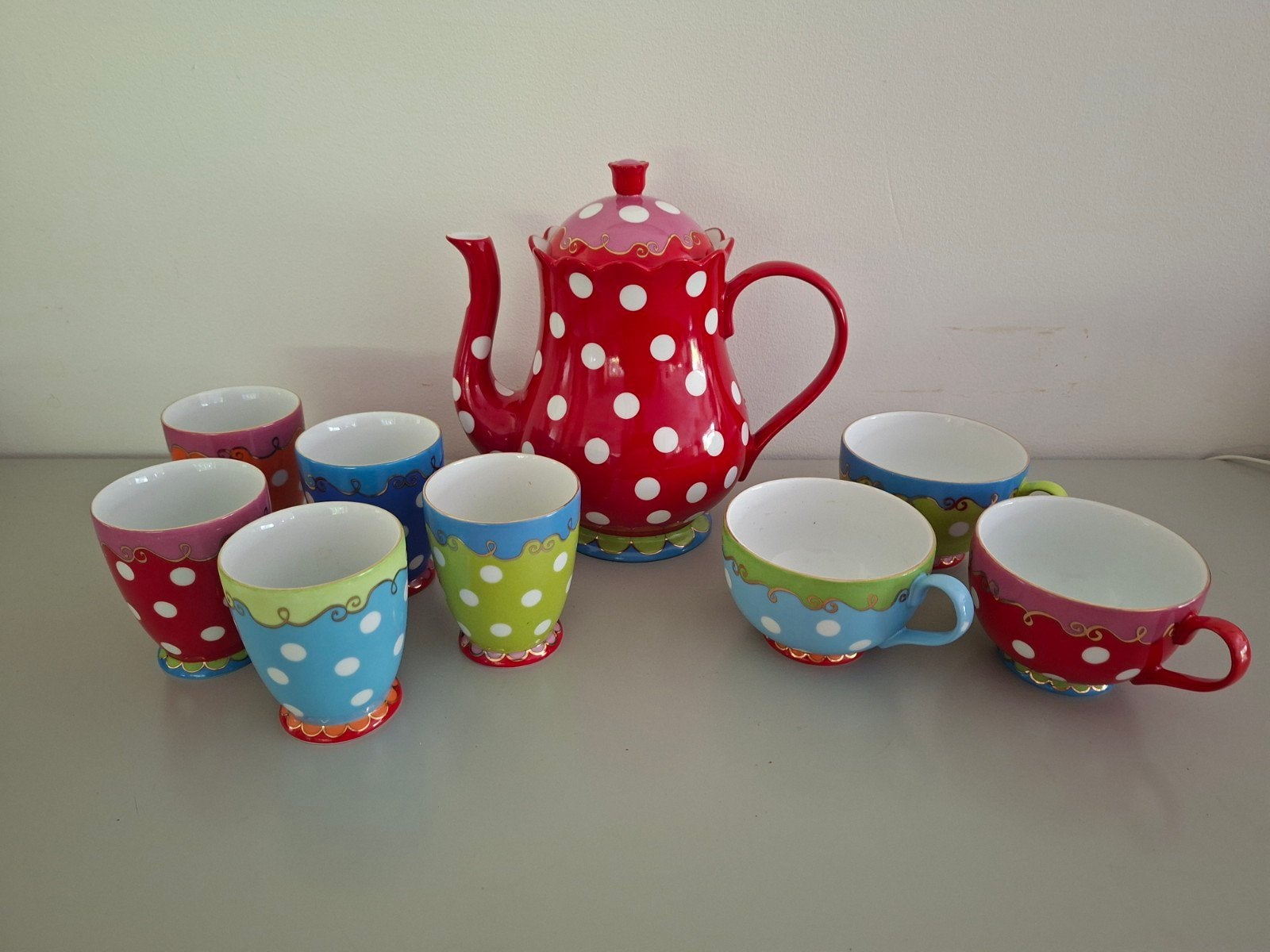 oilily Vrolijk thee, koffie servies met stippen, Ophalen of Verzenden, Overige stijlen, Overige typen