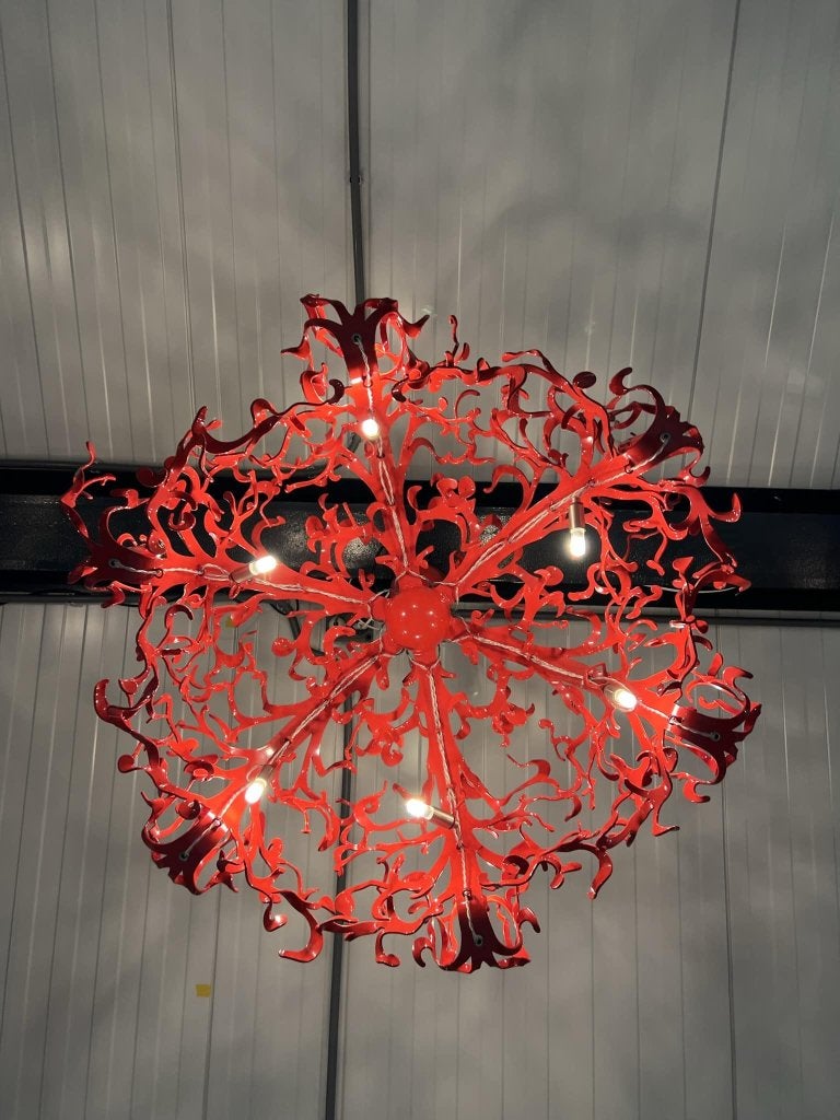 Brand van Egmond Flower Power Kroonluchter rood design Lamp, Huis en Inrichting, Overige materialen, Nieuw, Ophalen of Verzenden