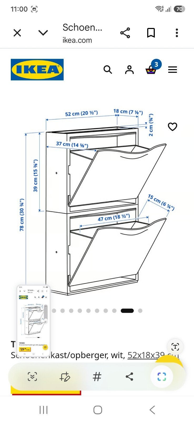 IKEA TRONES Schoenenkast/Opberger Wit (2 stuks), Ophalen of Verzenden, Gebruikt, Modern, Scandinavisch