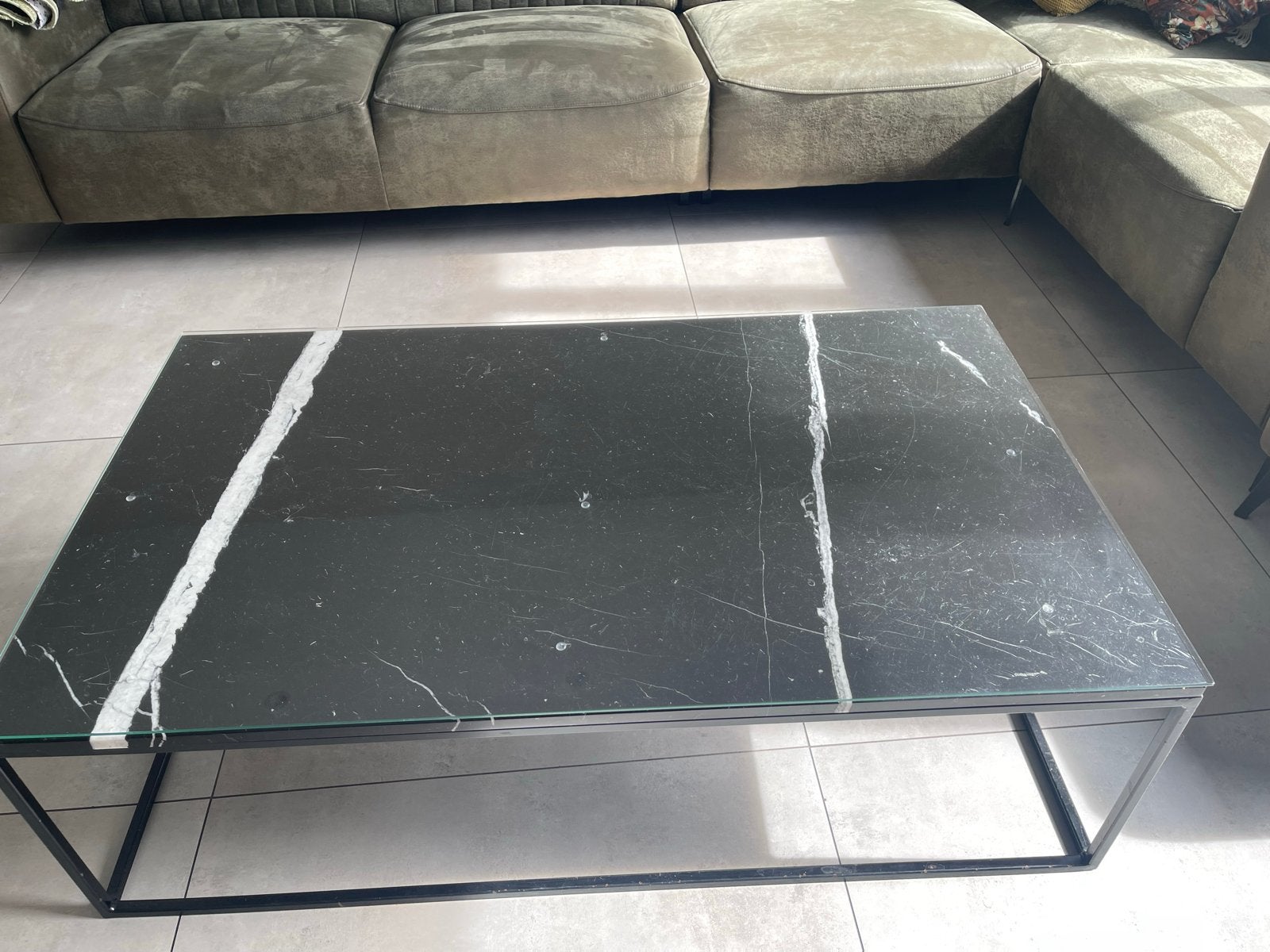 Marmeren salontafel, Ophalen, Gebruikt, 100 tot 150 cm, 50 tot 100 cm