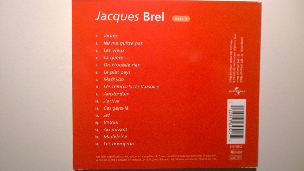 Jacques Brel - Volume 1, Cd's en Dvd's, Ophalen of Verzenden, Zo goed als nieuw, Album