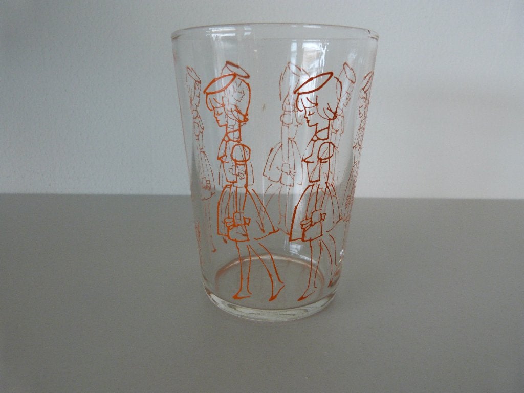 Vintage (limonade) glaasje - gesigneerd Cabu, Ophalen of Verzenden