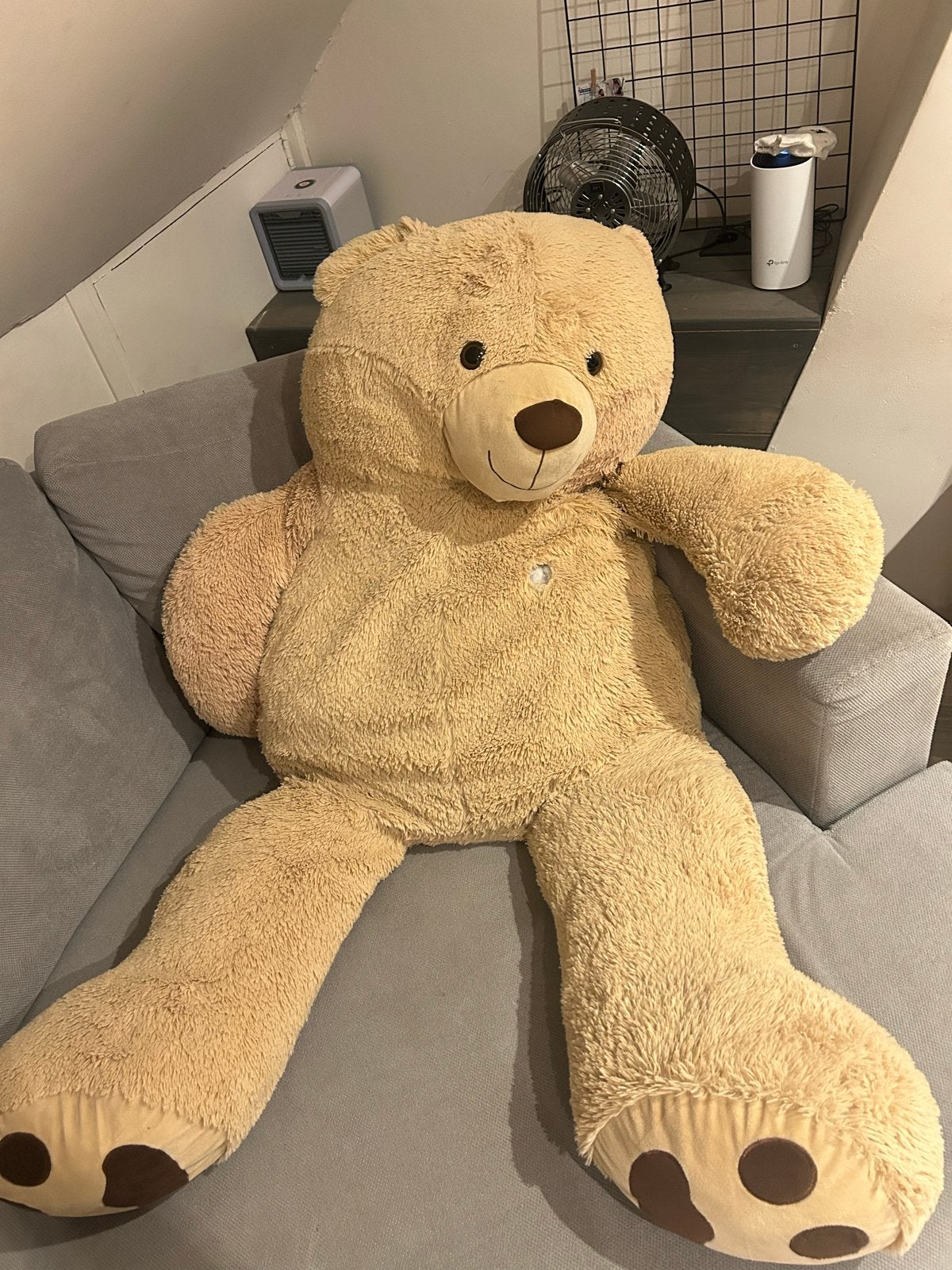 Mega Teddybeer - 1.30m - Knuffelbeer met klein gaatje, Gebruikt, Beer, Ophalen of Verzenden, Bruin