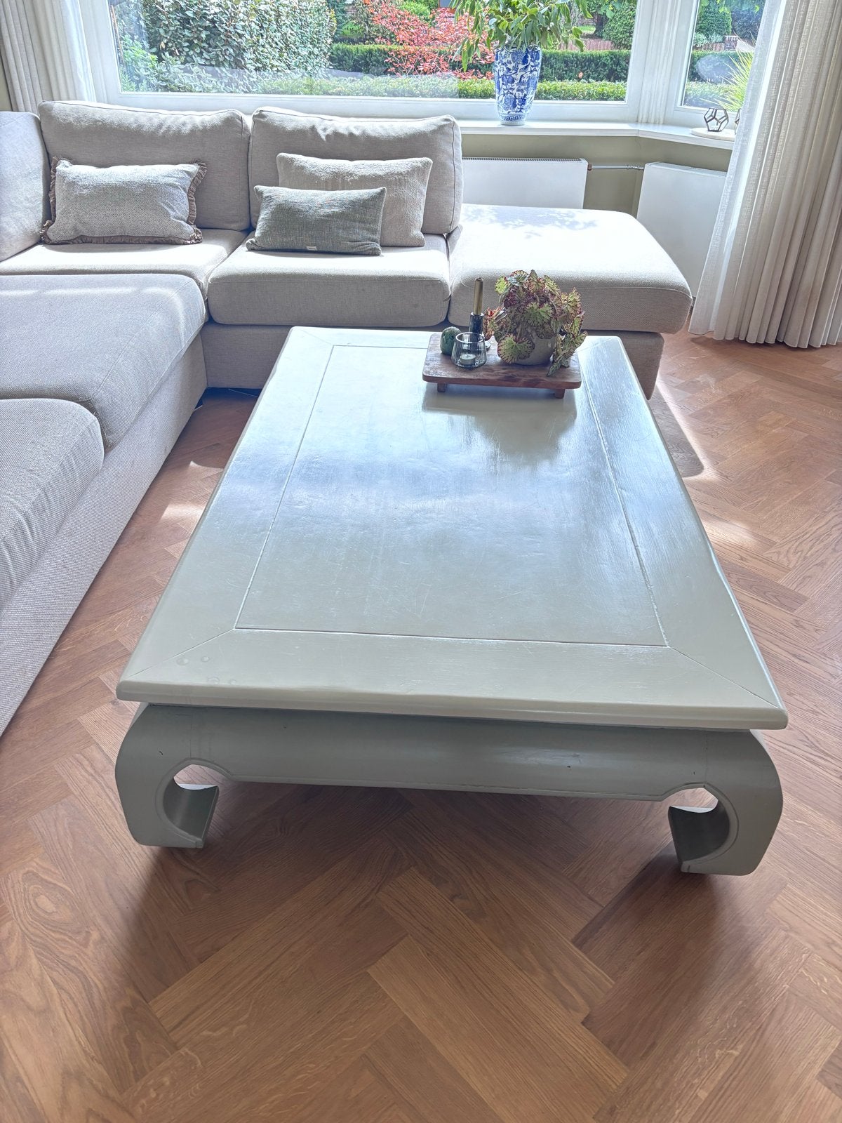 Opium Salontafel 160x100 cm - Licht Grijs Geverfd, Ophalen, Gebruikt, 50 tot 100 cm, 150 tot 200 cm