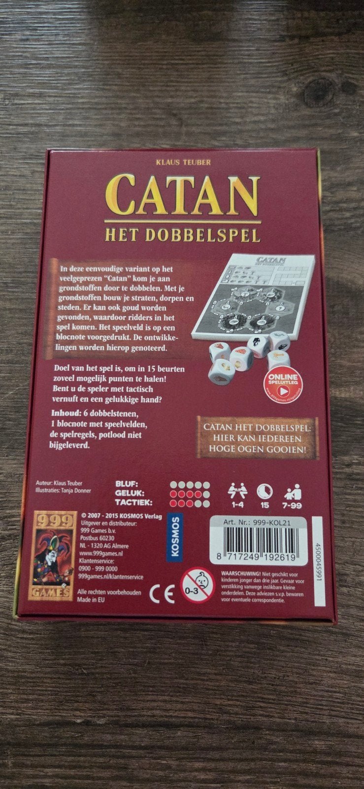 Catan Het Dobbelspel - Compact en Spannend!, Ophalen, Zo goed als nieuw, Een of twee spelers, 999 Games
