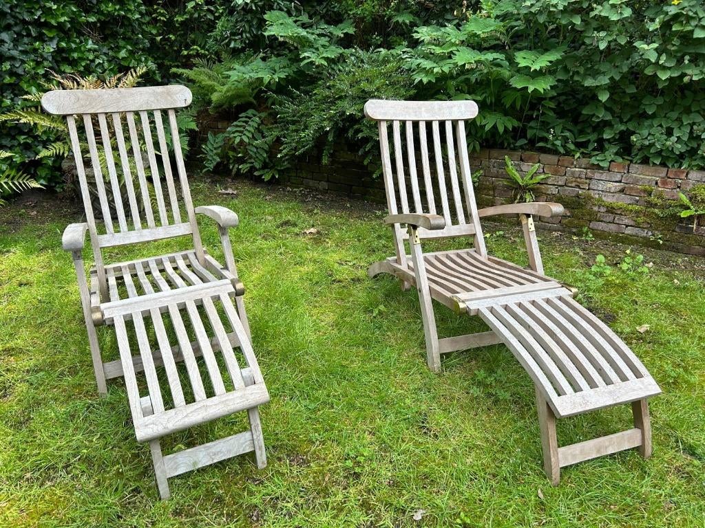 TEAK deck chairs - TWEE STUKS, Ophalen, Gebruikt, Eenpersoons, 75 tot 100 cm