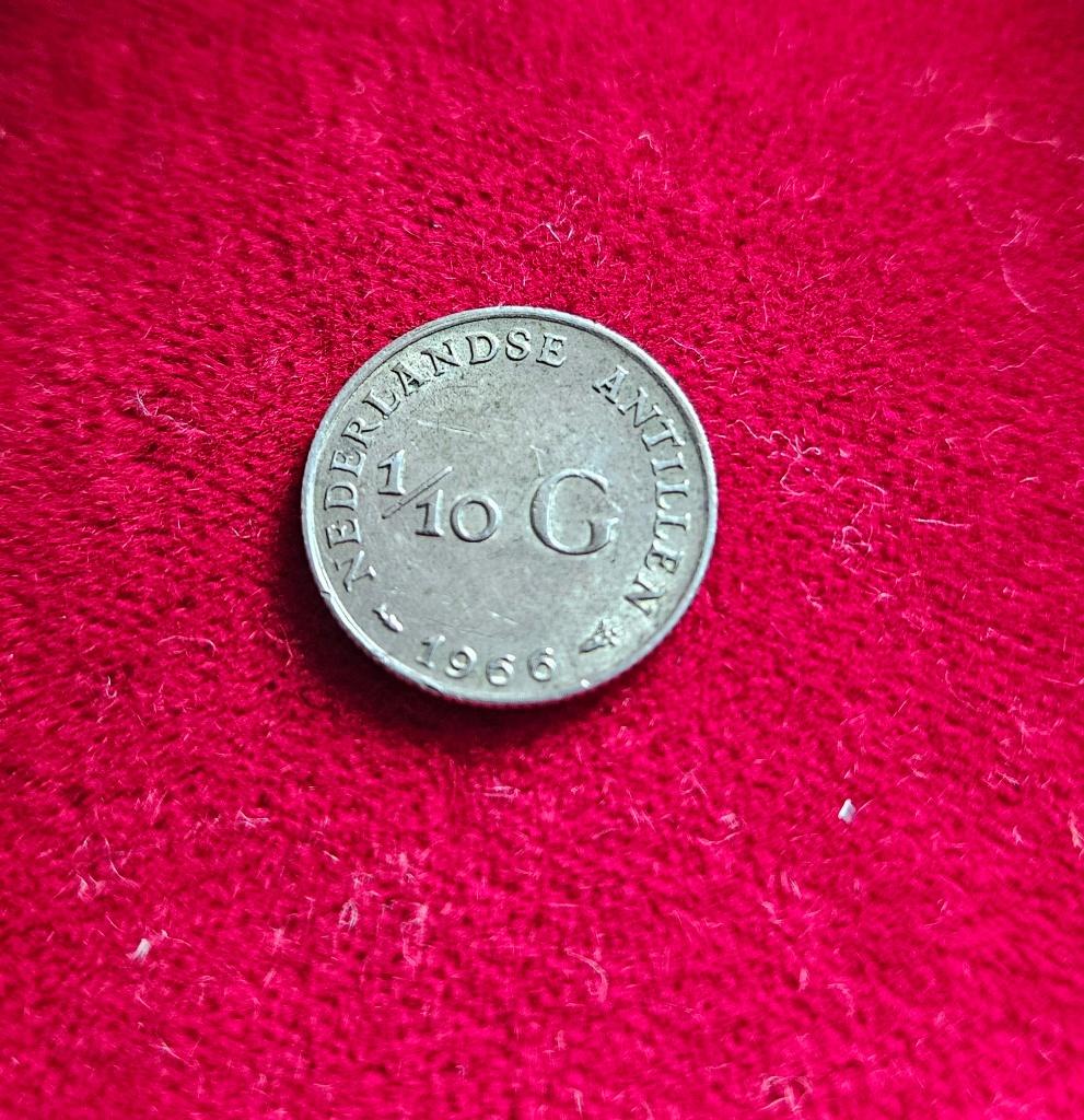 1/10 Gulden Nederlandse Antillen 1966 Koningin Juliana, Postzegels en Munten, Munten | Nederland, Koningin Juliana, Zilver, Losse munt