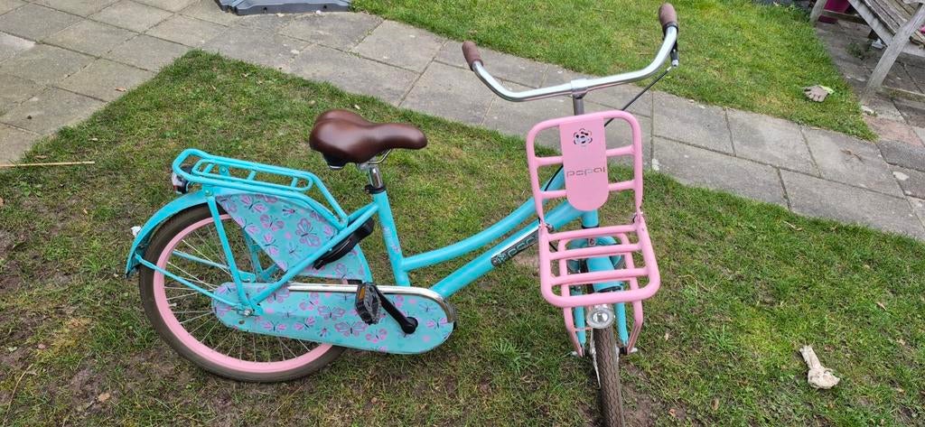 Popal Meisjesfiets 22 inch Turquoise met Roze Details, Ophalen, Gebruikt, 22 inch