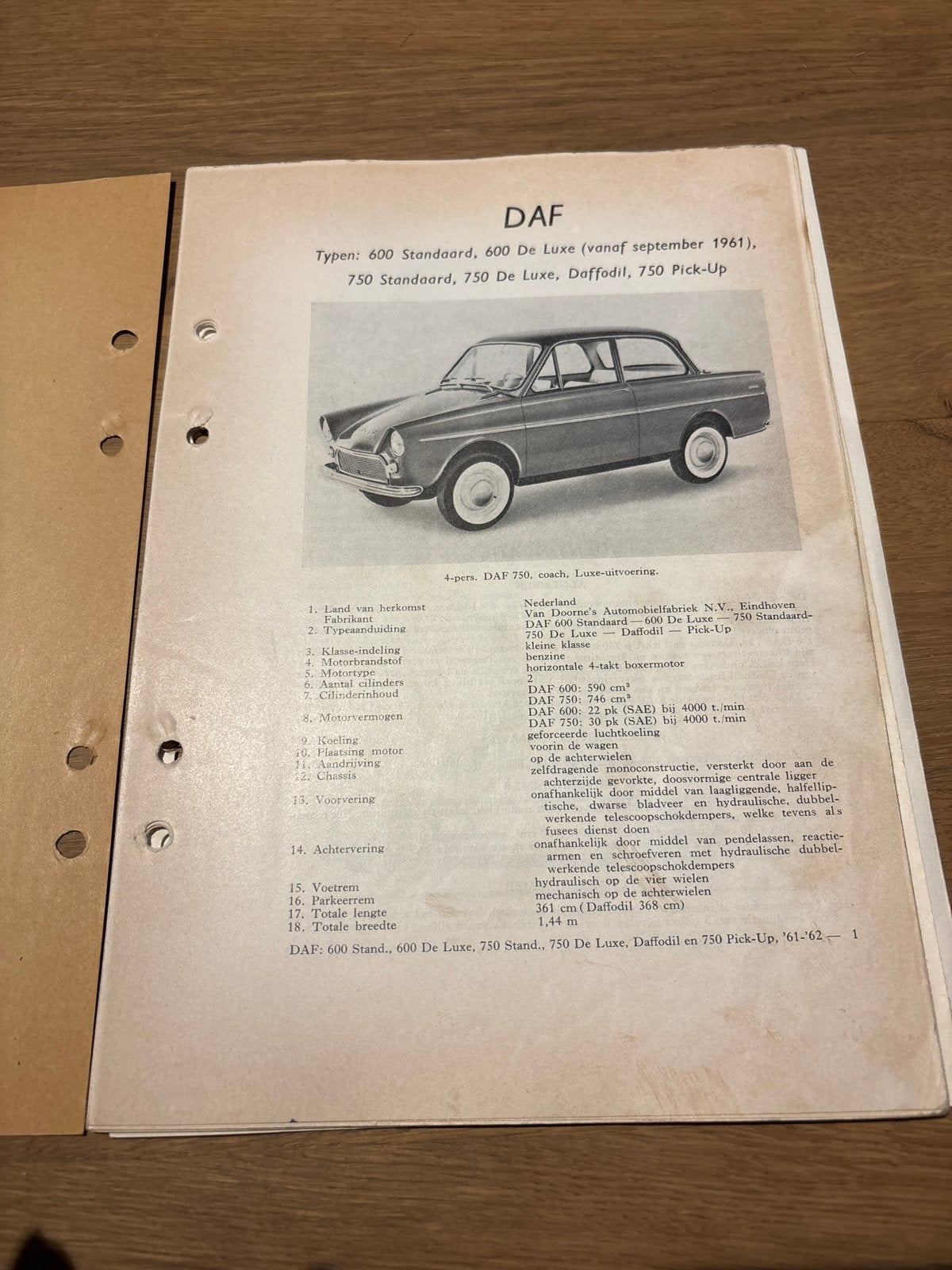 DAF 600/750/Daffodil Handleiding (1961-1962), Ophalen of Verzenden, Gelezen, Overige merken