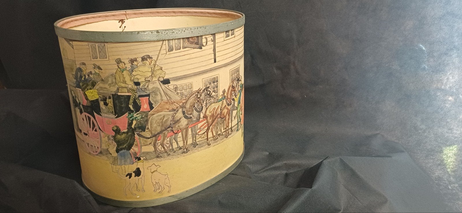 Vintage antique lampshade lampenkap, Huis en Inrichting, Ophalen, Gebruikt, Ovaal, Minder dan 25 cm
