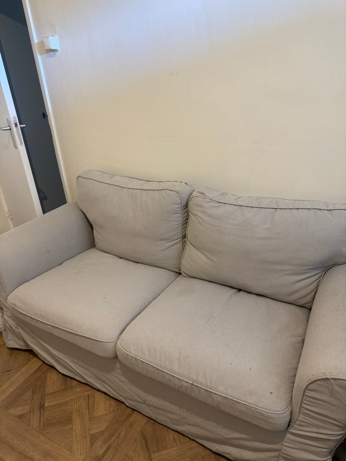 Ikea Ektorp Comfortabele 2-zitsbank - Lichtgrijs, stof, Ophalen, Gebruikt, 150 tot 200 cm, Tweepersoons