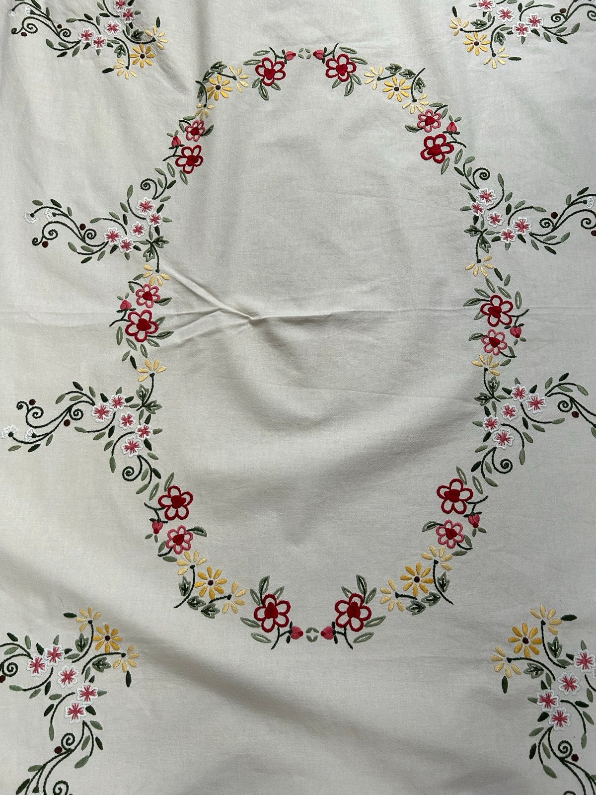 Retro geborduurd tafelkleed kap met bloemenpatroon, Hobby en Vrije tijd, Ophalen of Verzenden, Gebruikt, Handborduren, Overige typen