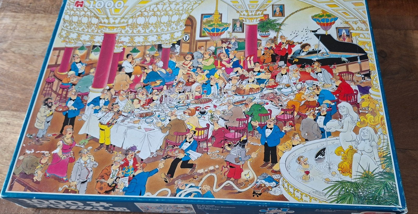 Jan van Haasteren puzzel 1000 stukjes - De bruiloft, Ophalen of Verzenden, Meer dan 50 stukjes, Zo goed als nieuw, 6 jaar of ouder