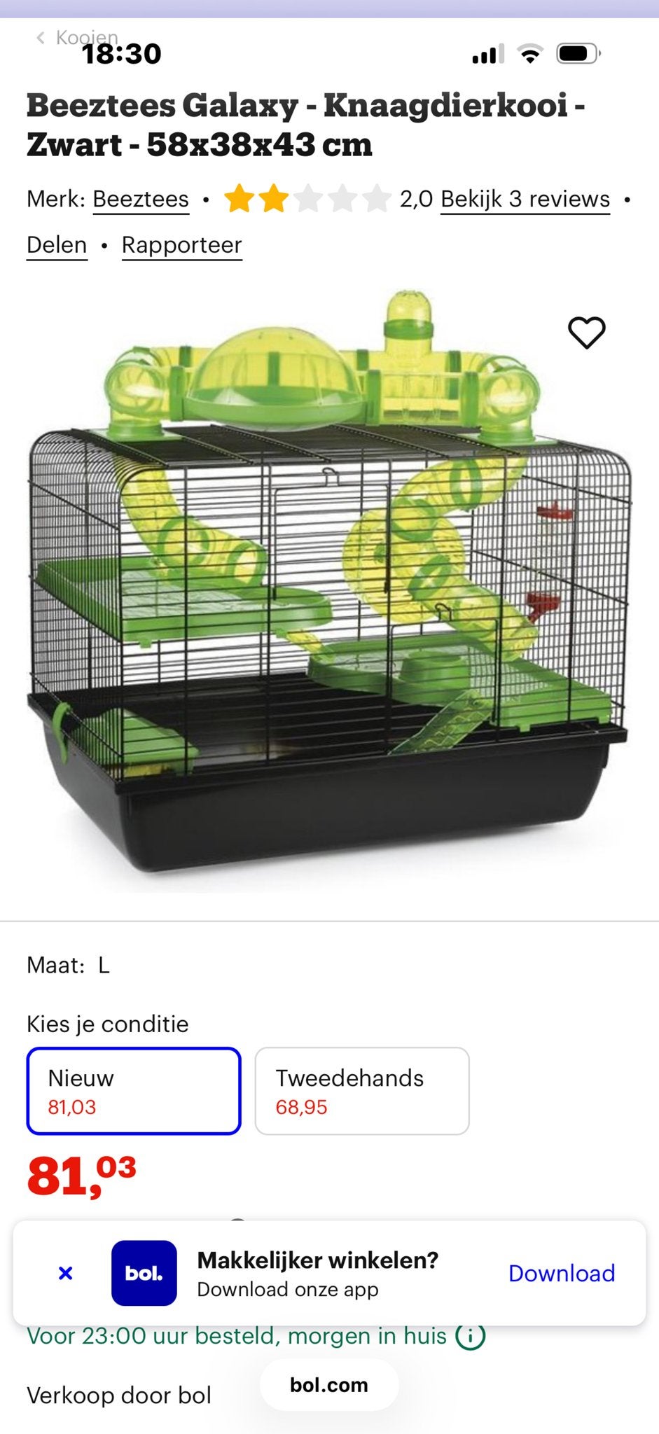Hamsterkooi, Dieren en Toebehoren, Knaagdieren en Konijnen | Hokken en Kooien, Ophalen