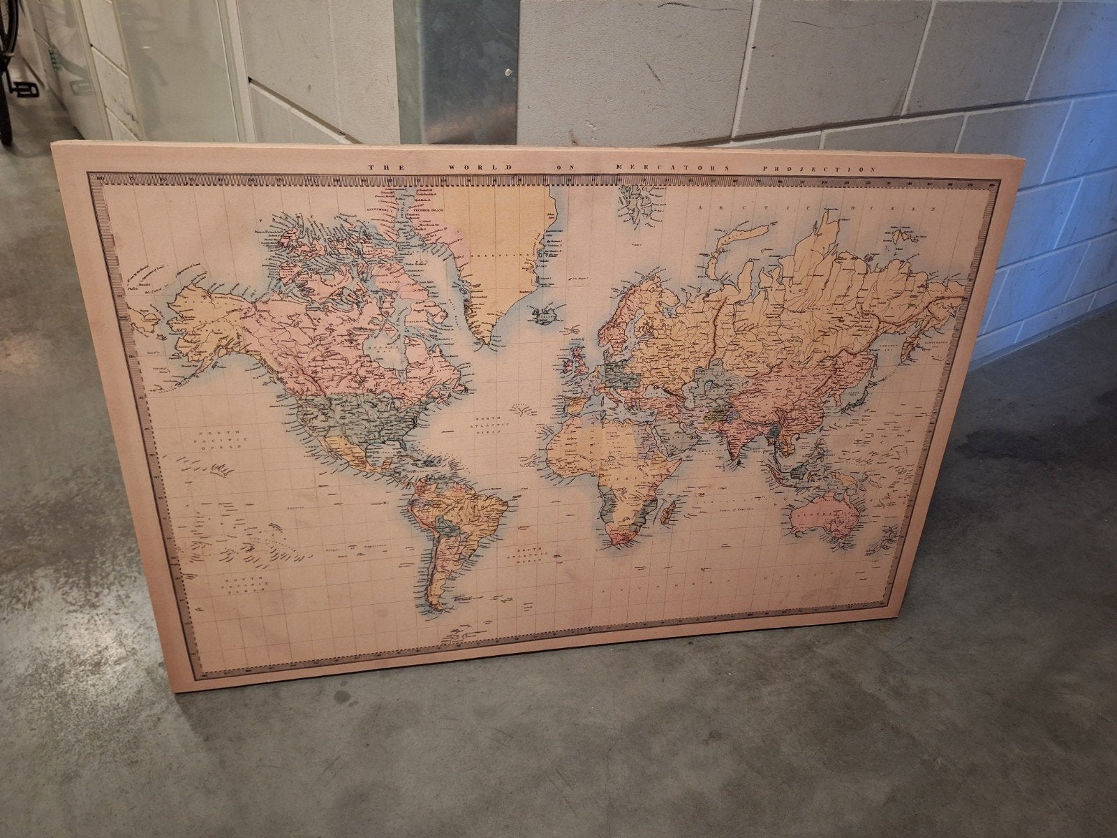 Vintage Wereldkaart op Canvas - Decoratieve Wandkaart, Ophalen, Nieuw, Wereld, Landkaart
