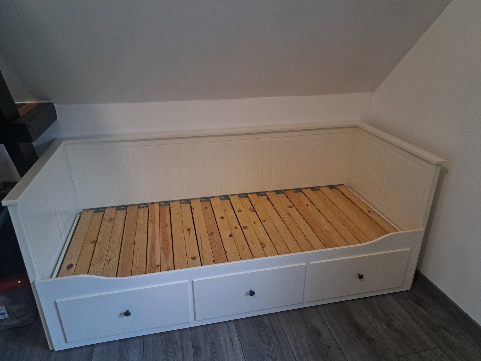 Hemnes bedbank ikea met 3 lades, Ophalen, Wit, Tweepersoons, Zo goed als nieuw