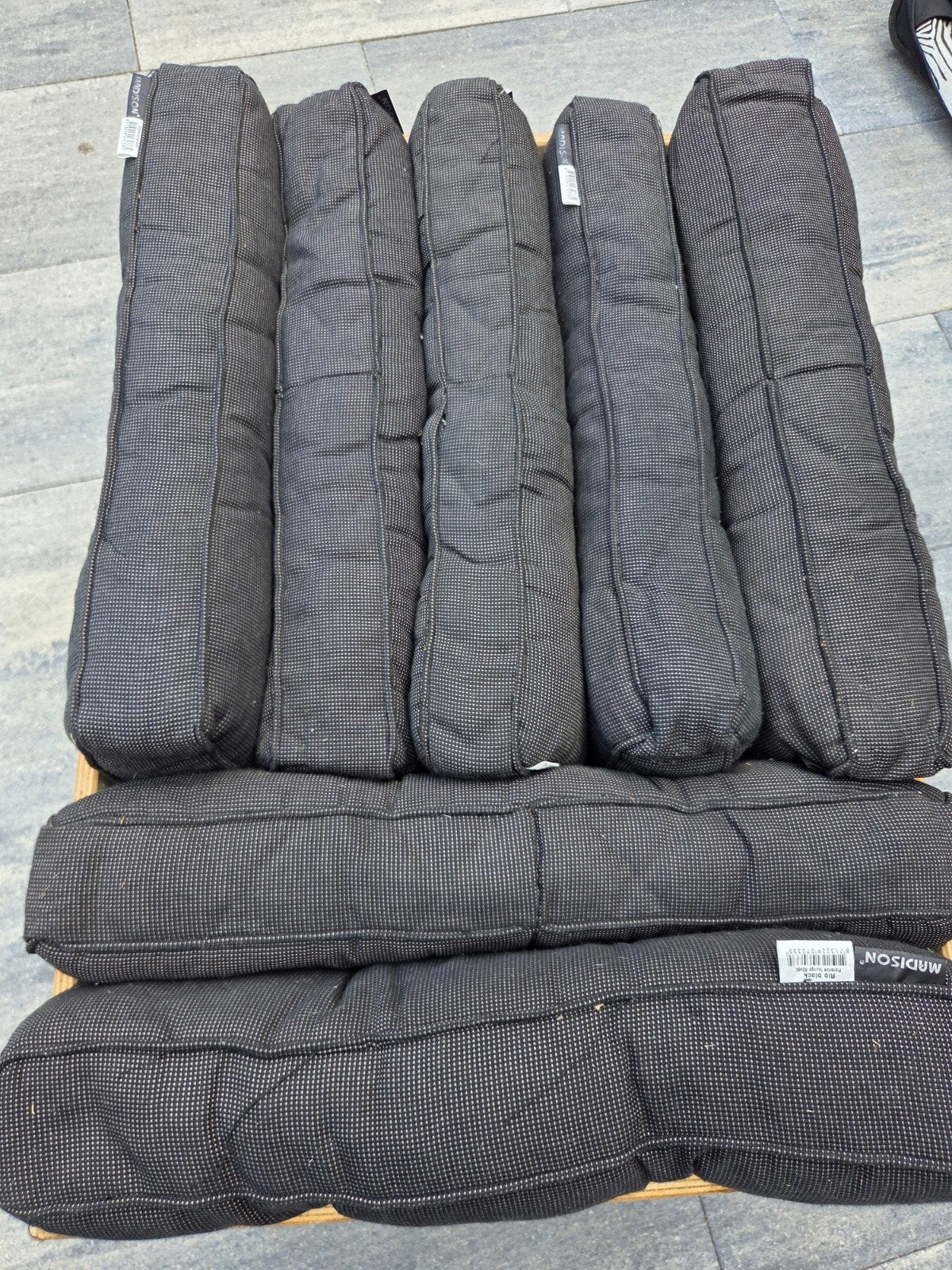 7x Madison Palletkussens 60x60 - Rib Black Florence Lounge, Ophalen, Zo goed als nieuw, Loungeset