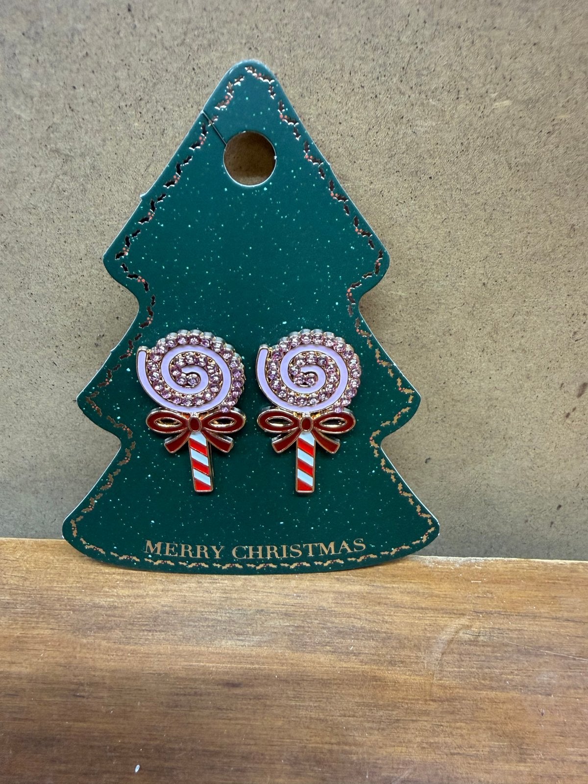 Kerst Oorbellen - Lolly Design met Strass, Overige materialen, Nieuw, Ophalen of Verzenden, Roze