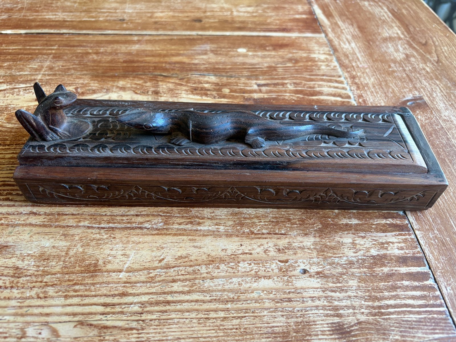 Vintage eetstokjes set hardhout indonesie, Ophalen of Verzenden