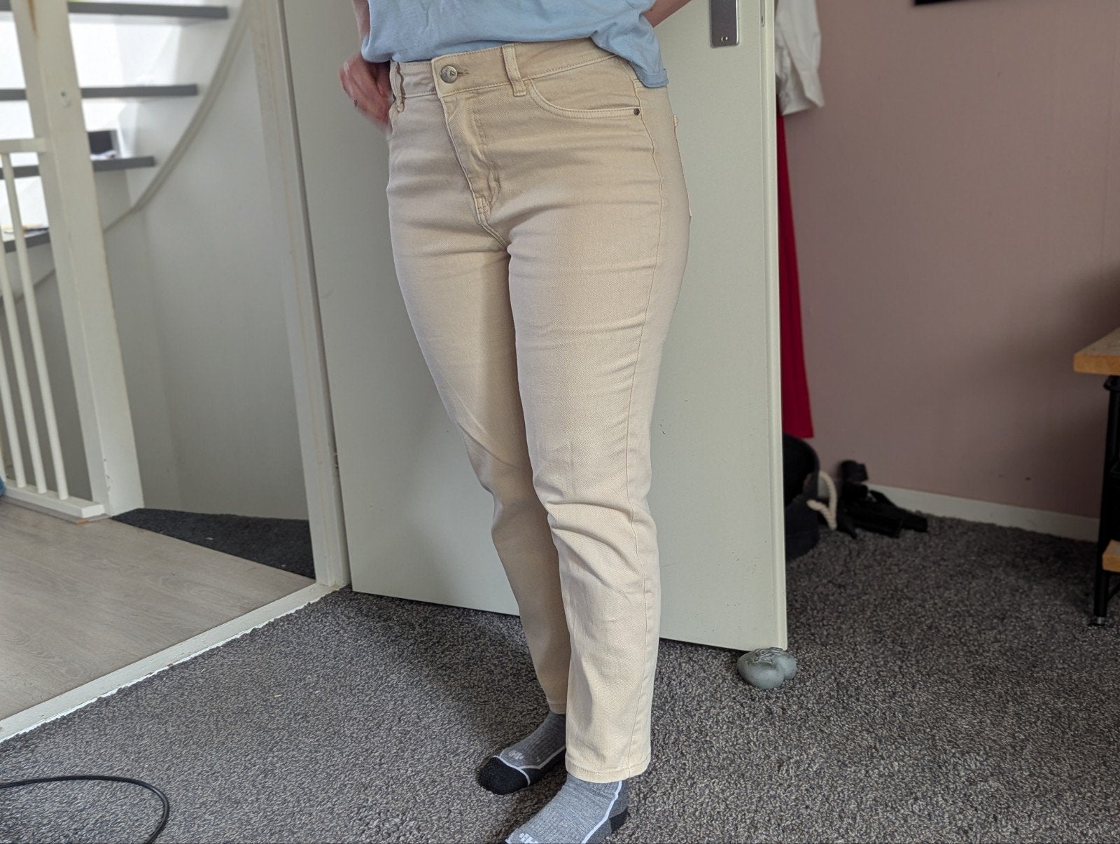 Beige broek C&A -  Maat 38/40 - Katoen met stretch, Maat 38/40 (M), Beige, Ophalen of Verzenden, Zo goed als nieuw