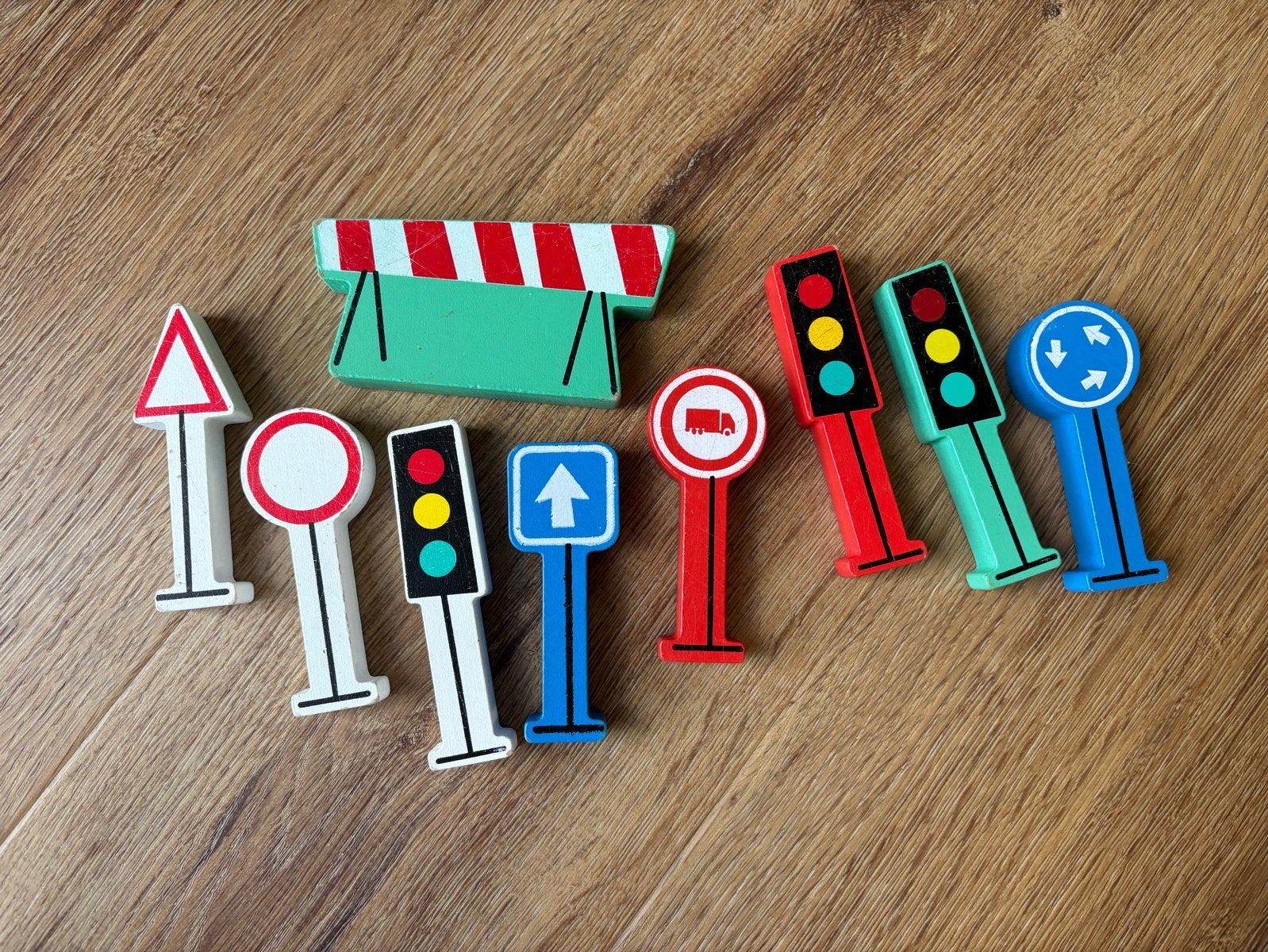 Houten verkeersborden en stoplichten speelset, Ophalen, Gebruikt
