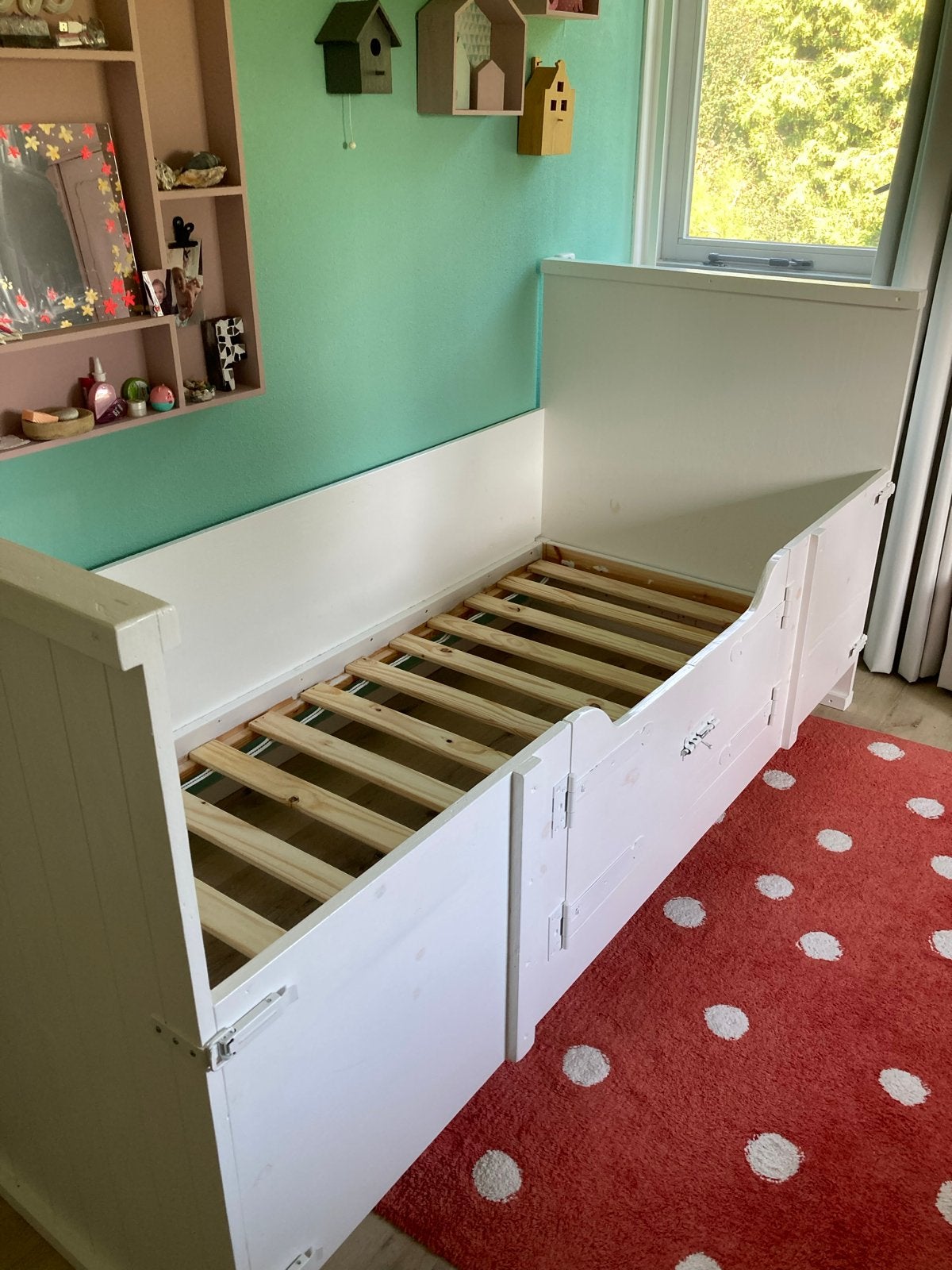 Eenpersoons bedstee met deurtjes - 90x200 cm, Ophalen, Eenpersoons, Hout, 100 cm