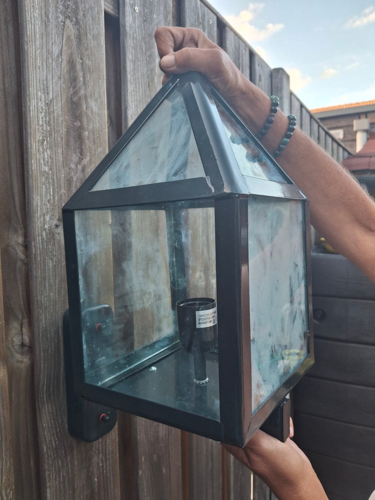 Buitenlamp / Wandlamp - Zwart metaal en glas, Ophalen, Minder dan 50 watt, Wandlamp, Nieuw