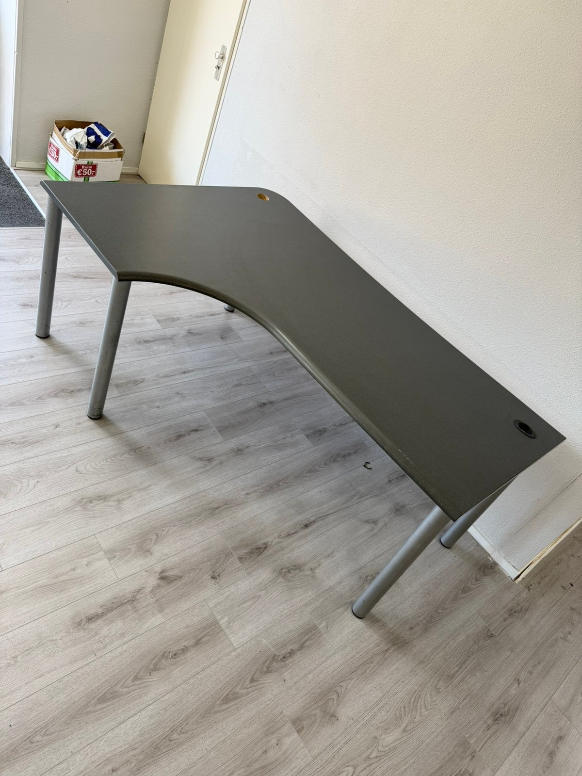 Hoekbureau Antraciet 186x120 cm Bureau met bocht 74cm hoog, Huis en Inrichting, Bureaus, Hout, Hoekbureau, Ophalen of Verzenden