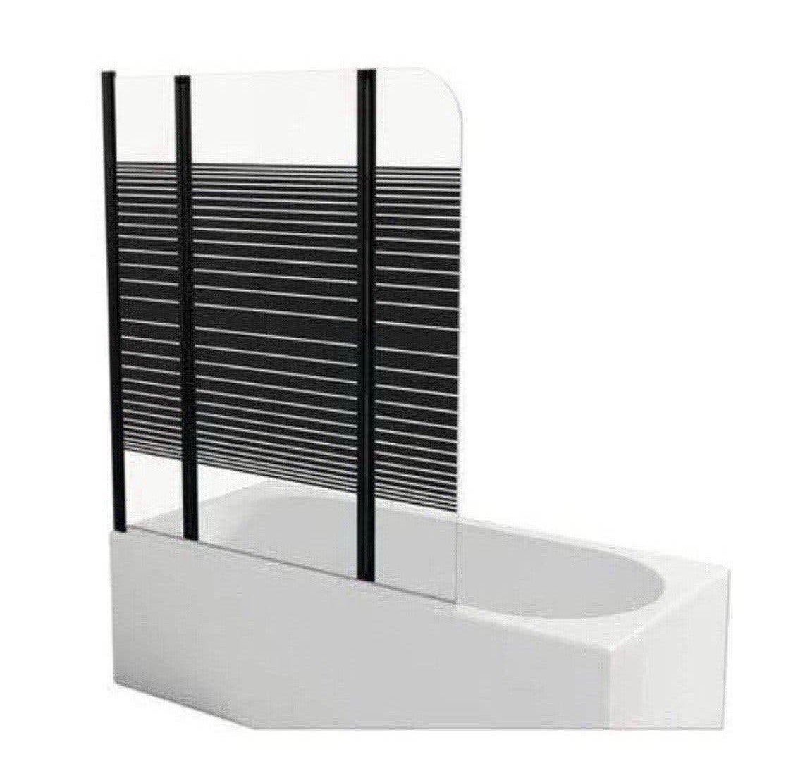 Luxe Industriële Badwand 3-Delig – Mat Zwart (125 x 140 cm), 100 tot 150 cm, 100 tot 150 cm, Overige typen, Nieuw