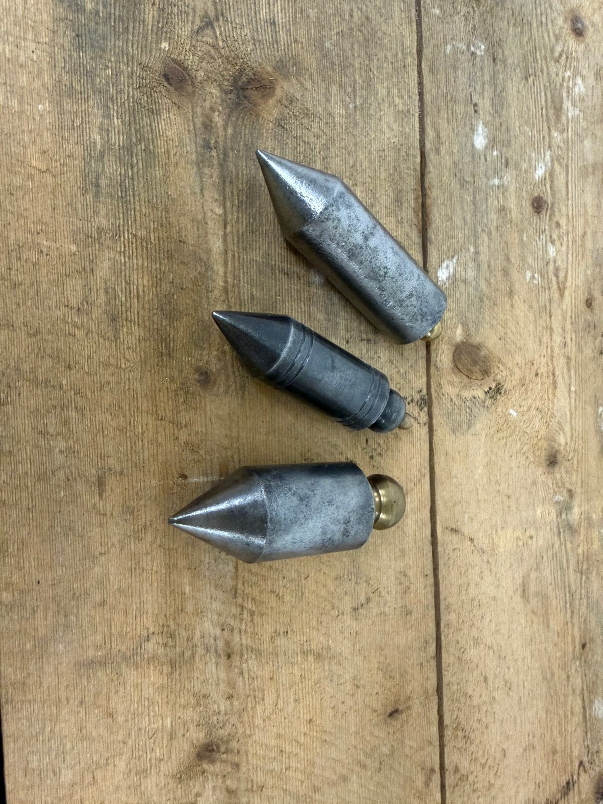 3 x oud antiek schietlood staal messing, Ophalen of Verzenden