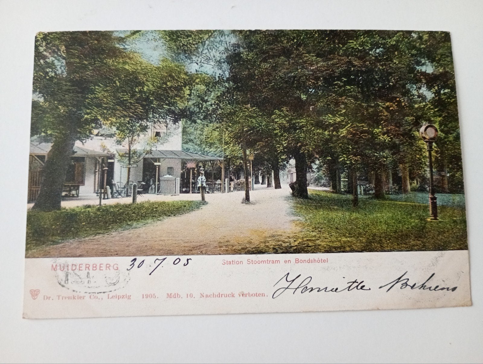 Muiderberg Station Stoomtram en Bondshotel 1905, Verzamelen, Ophalen of Verzenden, Voor 1920, Gelopen, Noord-Holland