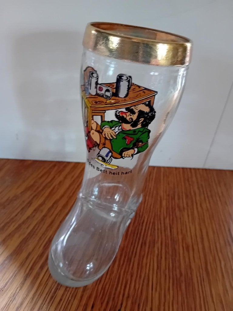 Duitse bierlaars 15cm Is des Bett heit hard, Verzamelen, Ophalen of Verzenden, Gebruikt, Glas of Glazen, Overige merken