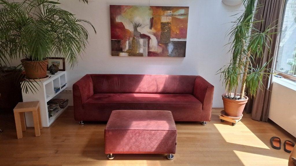 Gelderland 4800 designbank 3-zits + bijpassende 4800P hocker, Ophalen, Overige materialen, Gebruikt, Driepersoons