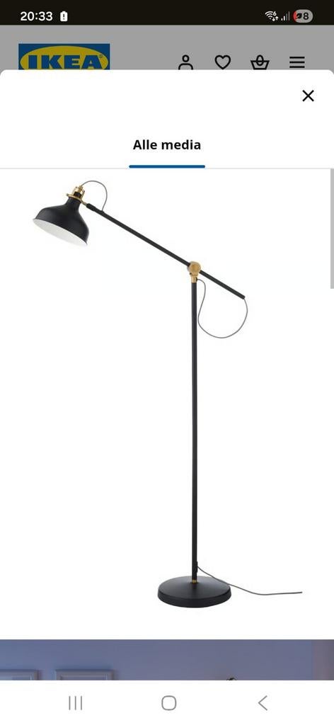 Ikea Ranarp vloerlamp leeslamp zwart goud, Ophalen, Zo goed als nieuw, Metaal, 150 tot 200 cm