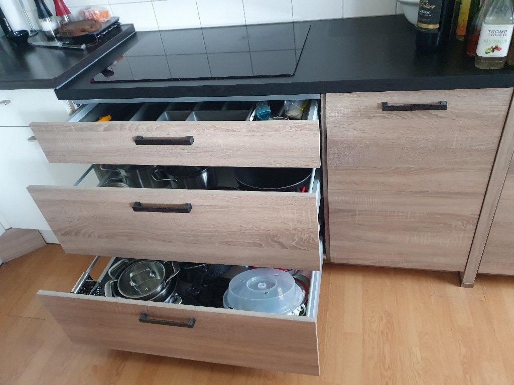 Mooie inbouwkeuken, Combi , inductie, kk en vriezer, Ophalen, Enkelwandige keuken, Zo goed als nieuw, Kunststof